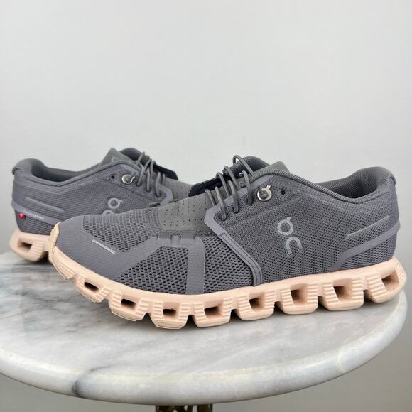 Women On Cloud 5 Gray Athletic Casual Running Sneakers Zinc I Shell (Sz 7.5) - Picture 2 of 12